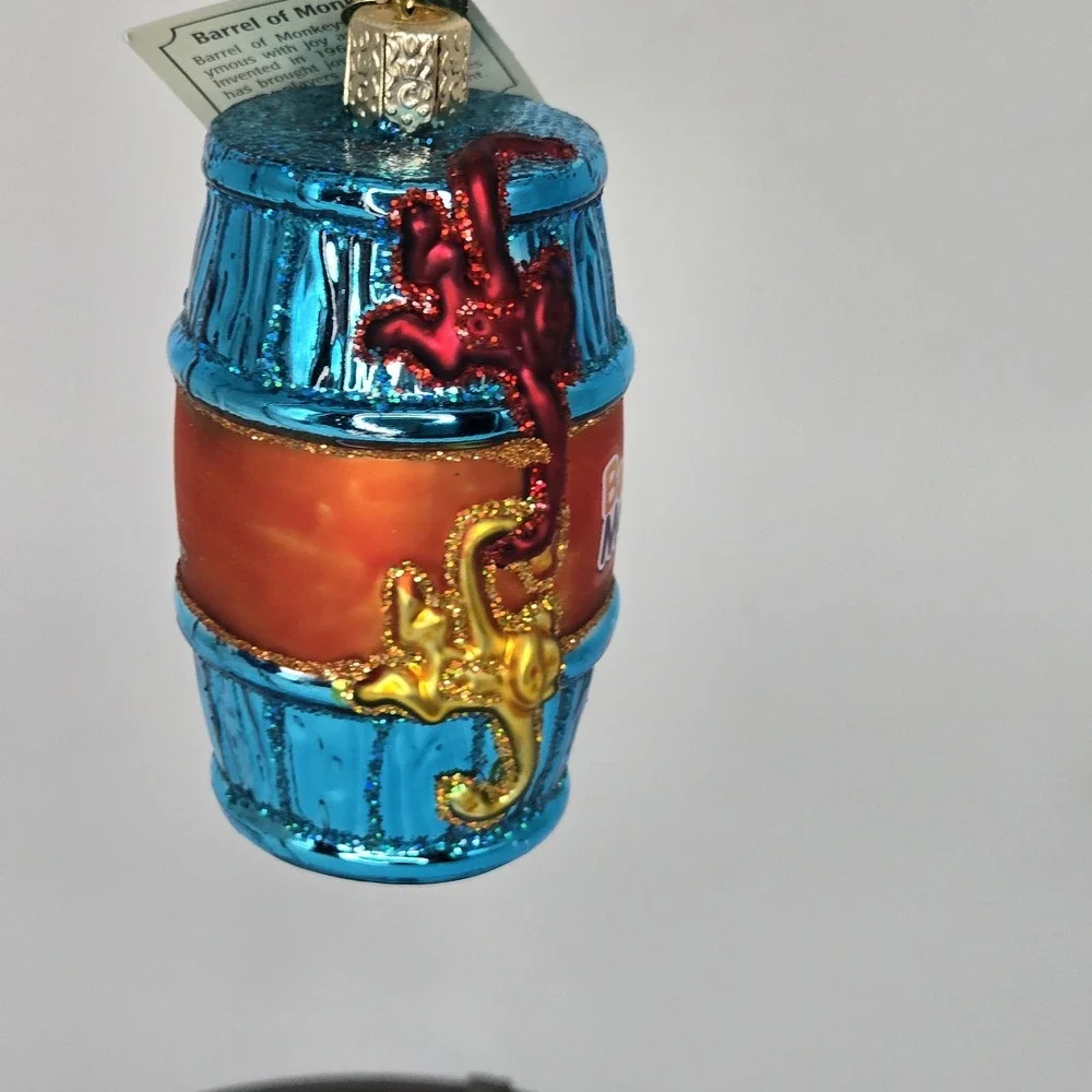 Old World Christmas Barrel of Monkeys Glass Christmas Tree Ornament New With Tag